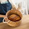 Vintiquewise Handwoven Wicker Bread Basket with Terracotta Stone Warmer & Rope Handles for Kitchen Dining Table & Home Party Use Ideal for Sourdough Bread Rolls Snacks & Baked Goods